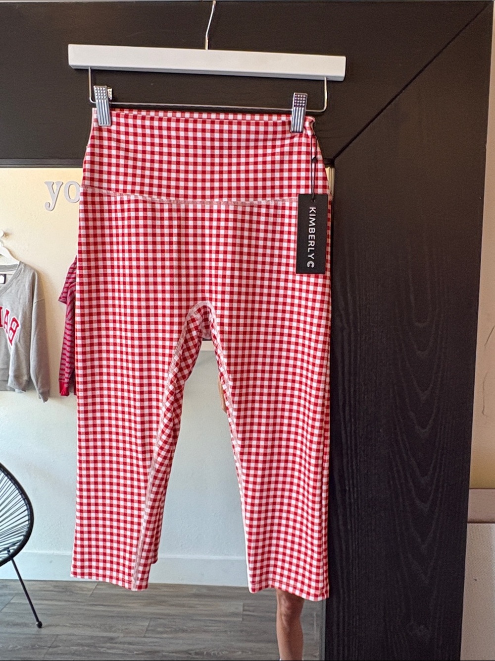 Red Gingham ' Crop Leggings